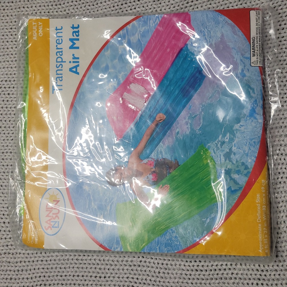 Sand N Sun Transparent Air Mat Inflatable Pool Float Green 59702WL 6ft x 27in